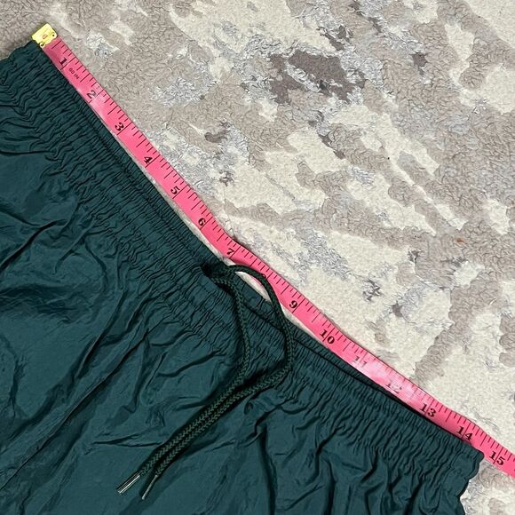 Vtg Nike Track Pants Mens L Hunter Green Nylon Ankle Zip Y2K Drawstring Swoosh - Picture 9 of 12